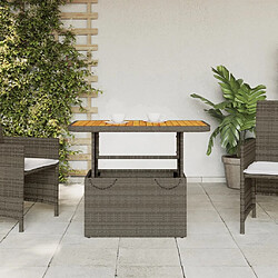 Avis Maison Chic Table de jardin | Table d'extérieur gris 90x55x71cm Résine tressée et bois d'acacia -GKD13840