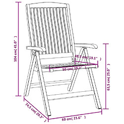 vidaXL Chaises de jardin inclinables lot de 2 et coussins teck massif pas cher