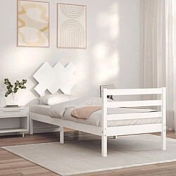 Avis Maison Chic Cadre/structure de lit avec tête de lit pour adulte - Lit Moderne Chambre blanc simple bois massif -MN90938