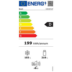 Réfrigérateur combiné 60cm 321l nofrost - KGN367LDF - BOSCH