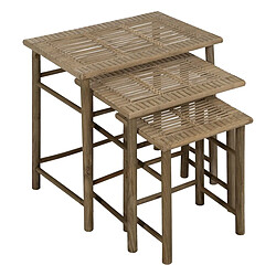 BigBuy Home Table d'appoint Naturel Bambou 57 x 38 x 55 cm 45 x 32 x 47 cm 34 x 26 x 40 cm 3 Pièces (3 Unités) 