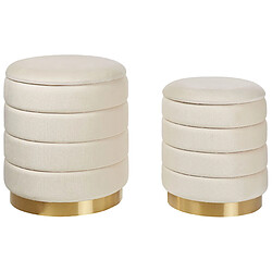 Beliani Lot de 2 poufs avec rangement beige clair GARLAND