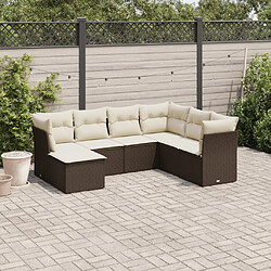 vidaXL Salon de jardin avec coussins 7 pcs marron résine tressée 