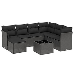 Maison Chic Ensemble Tables et chaises d'extérieur 8 pcs avec coussins,Salon de jardin noir résine tressée -GKD188456