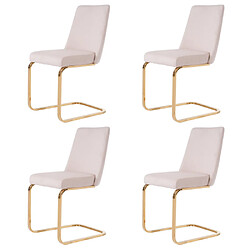 ComfortXL Ensemble de 4 Chaises en Velours avec Pieds Dorés, Beige 