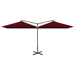 vidaXL Parasol de jardin double avec mât en acier rouge bordeaux