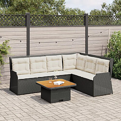 vidaXL Salon de jardin 5 pcs avec coussins Noir Résine tressée 