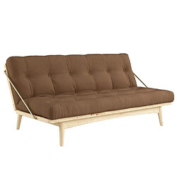 Inside 75 Banquette futon FOLK en pin massif coloris mocca couchage 130 x 190 cm. 