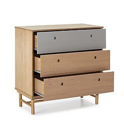 Vs Venta-Stock Commode de nuit Magnus 3 tiroirs , bois massif , 80 cm Largeur