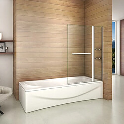 Pare baignoire rectangle 100x140cm pivotant à 240°avec 2 étages en verre securit