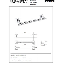 Bemeta - Maison De La Tendance Barre d'appui de douche BETA en chrome 35,5x8x5,5 cm