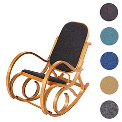 Mendler Fauteuil à bascule M41, fauteuil TV, bois massif ~ aspect chêne, tissu/textile gris anthracite