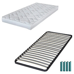 Ebac Matelas mousse + Sommier métal C220 90x190 Melissa - Hauteur 13 cm - Soutien ferme 