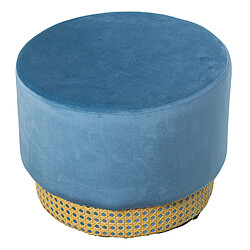 Pouf Alexandra House Living Bleu Velours Bois 35 x 27 x 35 cm