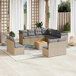 vidaXL Salon de jardin et coussins 12 pcs mélange beige résine tressée 