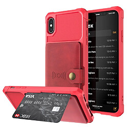 Etui en PU revêtu d'une feuille intégrée rouge pour votre Apple iPhone X/XS 5.8 inch