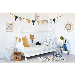 Mes Lit tipi enfant 90x190 cm en pin blanc avec sommier à lattes pas cher