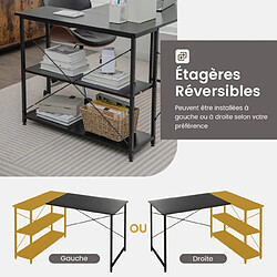 Helloshop26 Bureau d'angle en forme l réversible poste de travail avec étagères de rangement assemblage facile peu encombrant pour maison bureaux 120 x 88 x 74,5 cm noir 20_0007980 pas cher