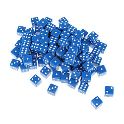 100 X 16mm Opaques Six Spots Face Jeux Rpg Dés Bleu