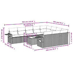 Avis vidaXL Salon de jardin 11 pcs avec coussins gris clair résine tressée