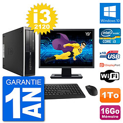 PC HP 8300 Elite SFF Ecran 19" Intel i3-2120 RAM 16Go Disque 1To Windows 10 Wifi - Occasion