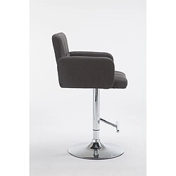 Avis Decoshop26 Tabouret de bar x1 avec accoudoirs et dossier confortable en tissu gris foncé pieds métal chromé TDB10782