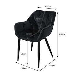 Avis ML-Design Lot de 4 chaises de salle à manger assise noir en velours pieds métallique noir