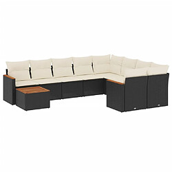 Maison Chic Salon de jardin 10 pcs avec coussins, Ensemble Tables et chaises d'extérieur noir résine tressée -GKD932206