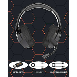 Universal Casque de jeu sans fil G06 PS4, PS5, PC, casque d'oreille d'annulation de bruit, avec microphone, 2,4 GHz à très faible latence, casque de mémoire souple, mode câblé pour Xbox One, Xbox X Gaming (casque d'oreille d'annulation de bruit, avec)