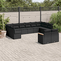 Maison Chic Salon de jardin 12 pcs avec coussins, Ensemble Tables et chaises d'extérieur noir résine tressée -GKD502240