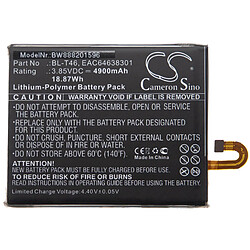 vhbw Batterie remplacement pour LG BL-T46, EAC64638301 pour smartphone (4900mAh, 3,85V, Li-polymère)