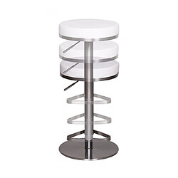 Mes Tabouret de bar rond réglable en hauteur 38x38x57/82 cm en PU blanc pas cher