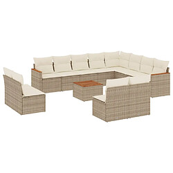 vidaXL Salon de jardin avec coussins 13 pcs beige résine tressée