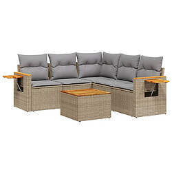 vidaXL Salon de jardin avec coussins 6 pcs beige résine tressée