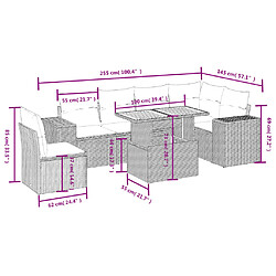 Avis vidaXL Salon de jardin avec coussins 7 pcs gris résine tressée