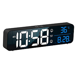 Réveil LED Intelligent Snooze Thermomètre Affichage Décor De Bureau 2000mAh Blanc grande horloge numérique horloge décor noir et blanc