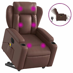 Maison Chic Fauteuil Relax pour salon, Fauteuil inclinable de massage électrique marron similicuir -GKD80813