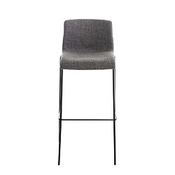 Avis Decoshop26 Lot de 2 tabourets de bar avec repose-pieds dossier incurvé en tissu gris clair et 4 pieds en métal noir 10_0004201