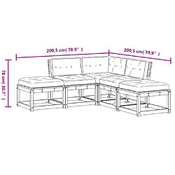 vidaXL Salon de jardin 5 pcs avec coussins bois de pin imprégné pas cher