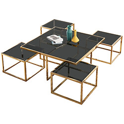 Vivenla Table basse design plateau en verre avec piètement en acier inoxydable doré collection ALBA L. 100 x P. 100 x H. 45 cm 