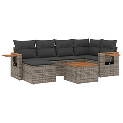 vidaXL Salon de jardin avec coussins 7 pcs gris résine tressée