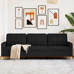 vidaXL Canapé à 3 places Noir 210 cm Tissu 