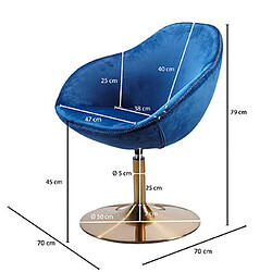 Avis Mes Fauteuil 70x70x79 cm en velours bleu et piétement en métal doré