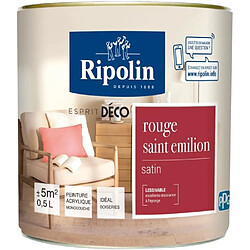 RIPOLIN Peinture murale toutes pieces, Ripolin - Rouge St Emilion Satin, 0,5L 