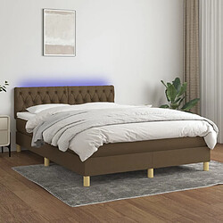 vidaXL Sommier à lattes de lit matelas et LED Marron foncé 140x200 cm