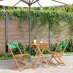 vidaXL Ensemble de bistro 3 pcs motif de feuilles tissu et bois massif 