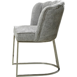 Acheter Vivenla Chaise design en acier chromé argenté et revêtement en tissu gris clair L.51 x P. 56 x H. 87 cm collection FLORYA