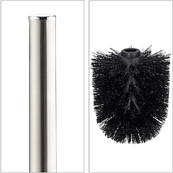 Helloshop26 Porte brosse WC céramique avec brosse et tête changeable poignée en métal rond gris 13_0002143