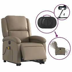 Maison Chic Fauteuil Relax pour salon, Fauteuil inclinable de massage électrique cappuccino similicuir -GKD74200 pas cher