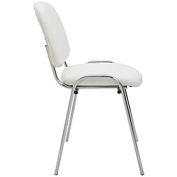 Decoshop26 Chaise visiteur empilable zone d'attente en PVC blanc piètement à 4 pieds en métal chromé 10_0003366